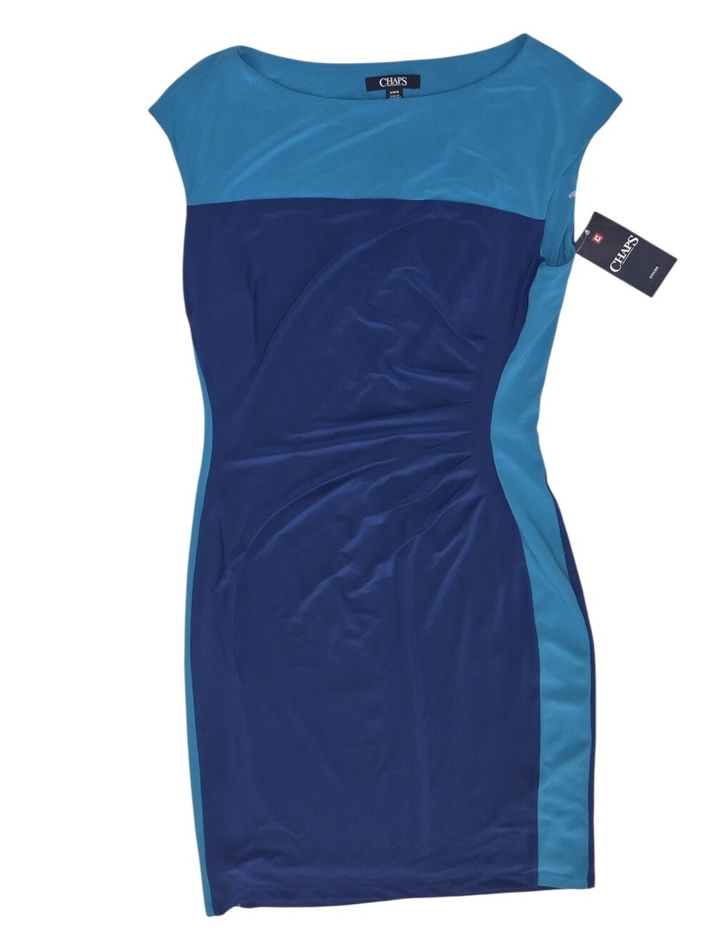 Chaps Two-Tone Navy and Teal Sheath Dress Nwt